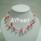 pearl  cherry quartz neckalce