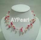 pearl  cherry quartz neckalce μαργαριτάρι κεράσι neckalce χαλαζία