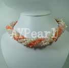 pearl Rose quartz coral necklace