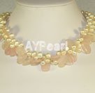 pearl Rose quartz necklace