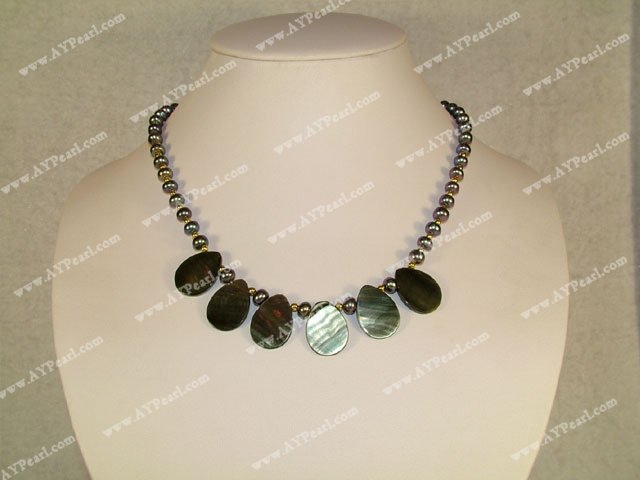 pearl and multicolor shell necklace