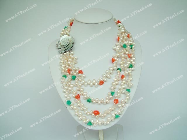 Pearl Turquoise Coral Necklace