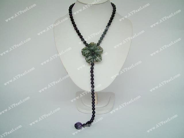 Indian agate flower amethyst necklace