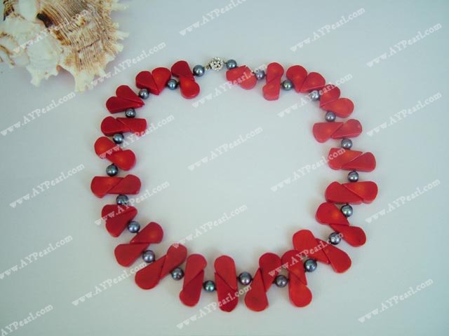 black pearl coral necklace