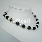 Wholesale Gemstone Jewelry-black agate pearl necklace