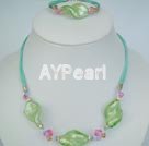 Wholesale crystal coloured glaze neckalce with matching bracelet
