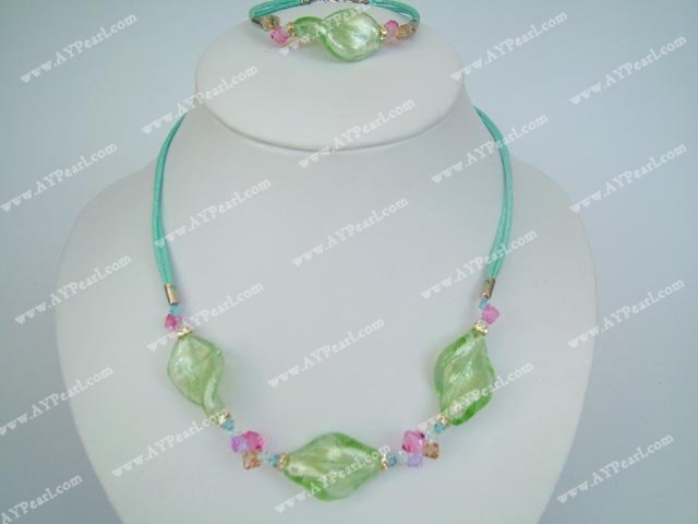 crystal coloured glaze neckalce with matching bracelet