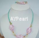 Wholesale crystal coloured glaze neckalce with matching bracelet