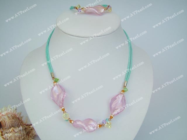 crystal coloured glaze neckalce with matching bracelet