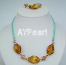 Wholesale crystal coloured glaze neckalce with matching bracelet