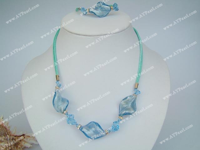 crystal coloured glaze neckalce with matching bracelet