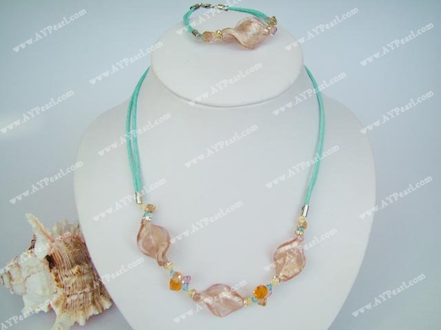 crystal coloured glaze neckalce with matching bracelet