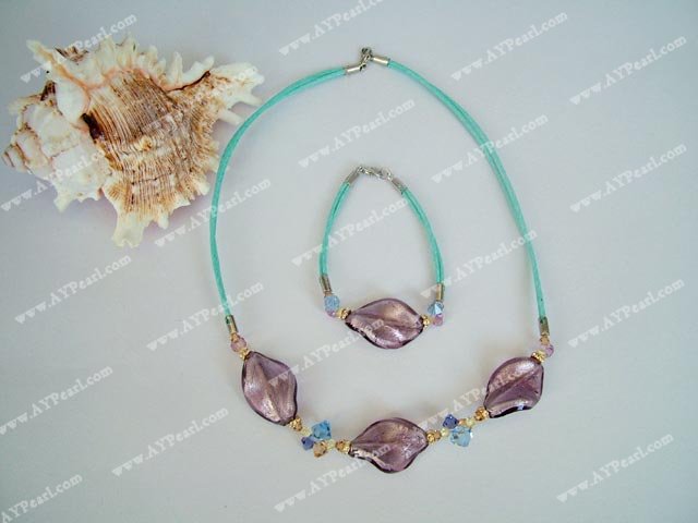 crystal coloured glaze neckalce with matching bracelet