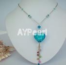 crystal and coloured glaze necklace