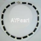 Wholesale Gemstone Jewelry-pearl and black agate necklace