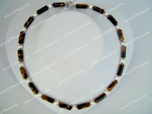pearl tiger eye necklace