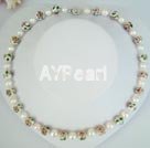  cloisonne bead pearl necklace