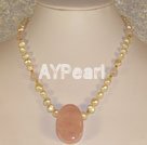 pearl Rose quartz necklace