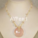 pearl Rose quartz necklace