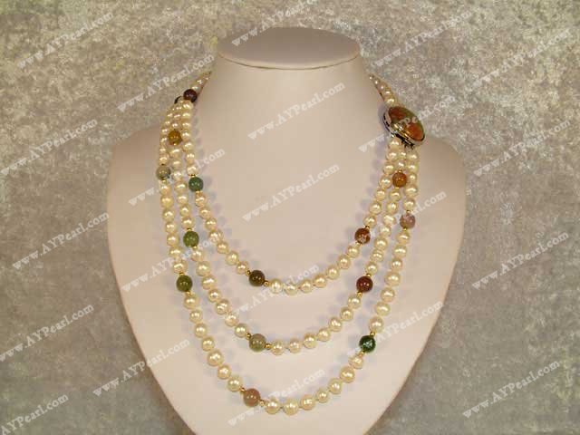 pearl Indian agate necklace