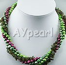 pearl green rutilated quartz necklace