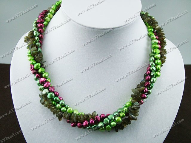 pearl green rutilated quartz necklace