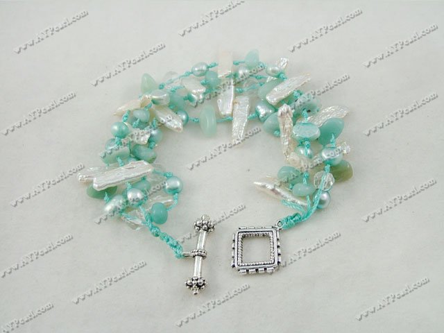 Biwa pearl Amazon stone bracelet