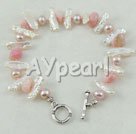 Wholesale Biwa pearl pink stone bracelet