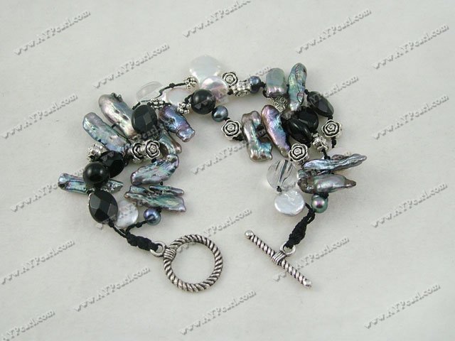 Wholesale Pearl Jewelry-Biwa pearl crystal bracelet