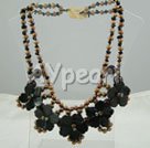 Wholesale Gemstone Jewelry-black stone pearl necklace