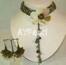 Indian agate κολιέ λουλούδι κέλυφος