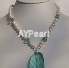 blue crystal pearl necklace