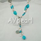 Wholesale Biwa pearl turquoise necklace