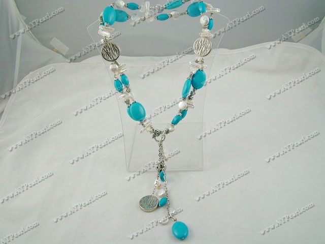 Biwa pearl turquoise necklace