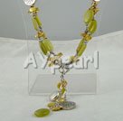 Biwa pearl olive jade necklace