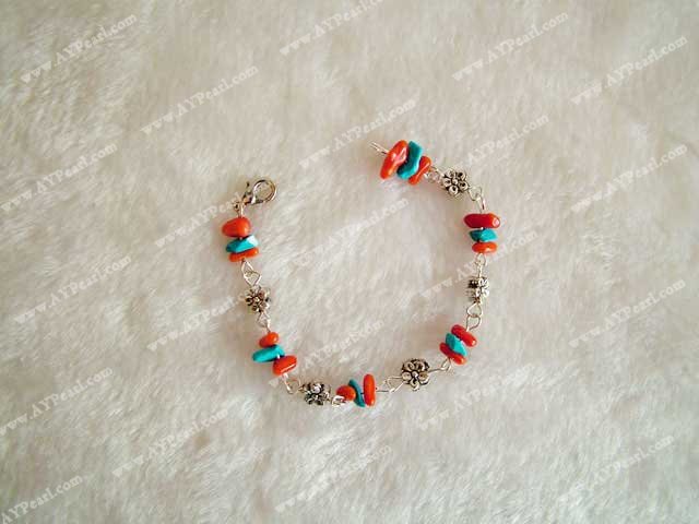 Wholesale Turquoise Jewelry-Turquoise coral bracelet