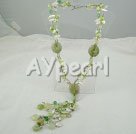Green rutilated quartz pearl necklace