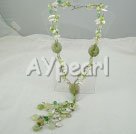 Wholesale Green rutilated quartz pearl necklace