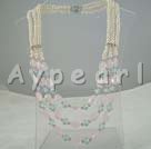 Wholesale blue pink crystal pearl necklace