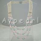 blue pink crystal pearl necklace