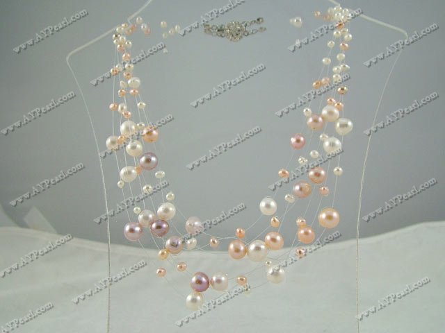 3 colors pearl necklace