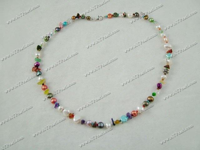 Wholesale Pearl Jewelry-pearl amethyst black agate necklace