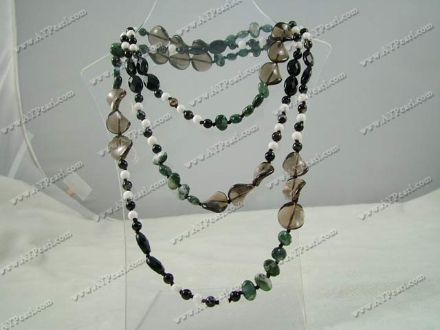 agate smoky quartz necklace