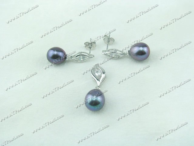 925 sterling silver pearl set