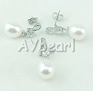 925 sterling silver pearl set