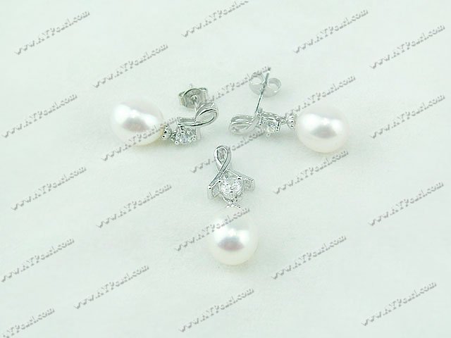 925 sterling silver pearl set
