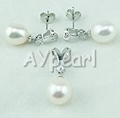 925 sterling silver pearl set