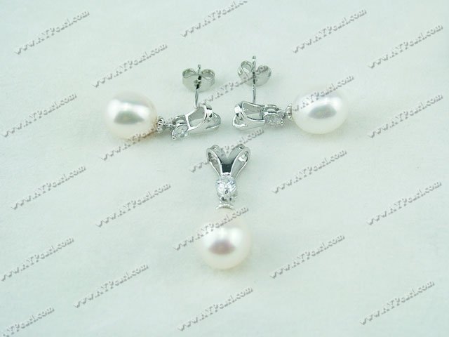 925 sterling silver pearl set