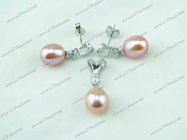 925 Sterling Silver Pearl Set