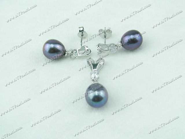 925 sterling silver pearl set